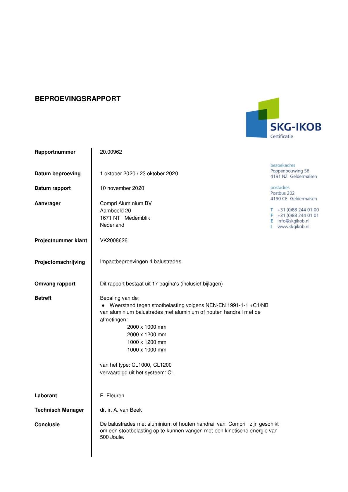 SKG Rapport Balkonhek CL-Serie